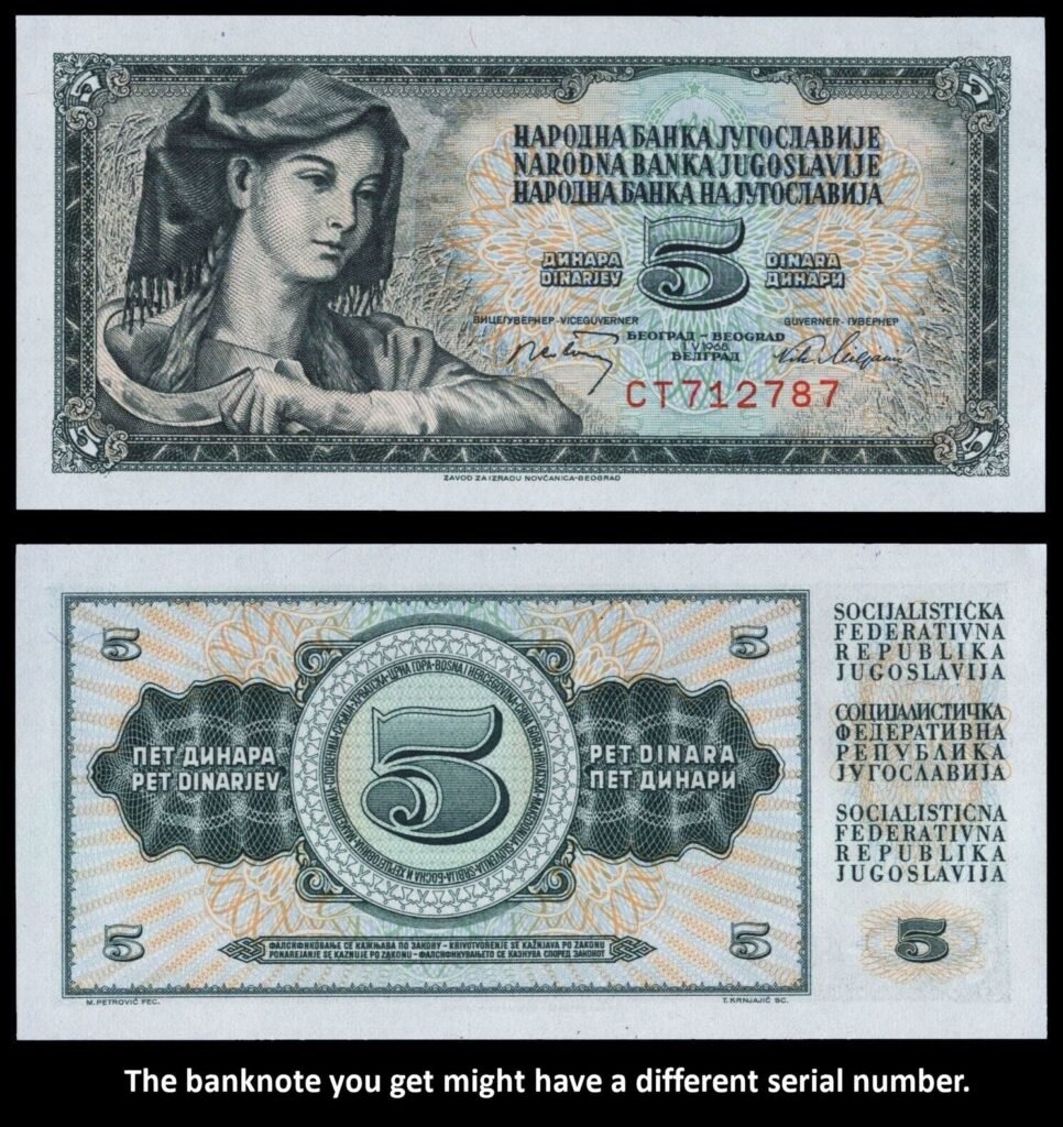 YUGOSLAVIA 5 dinara 1968 UNC