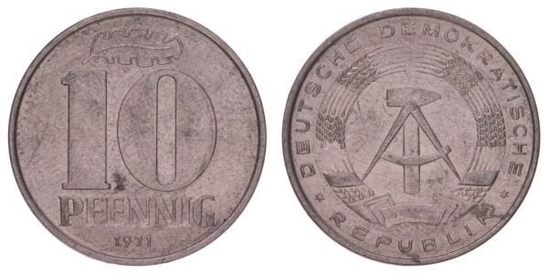 GERMANY East (GDR) 10 pfennig 1971 VF