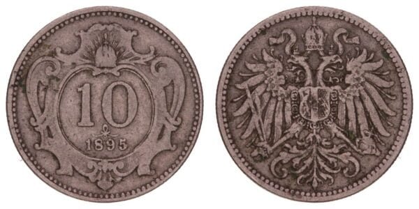 AUSTRIA 10 heller 1895 VF