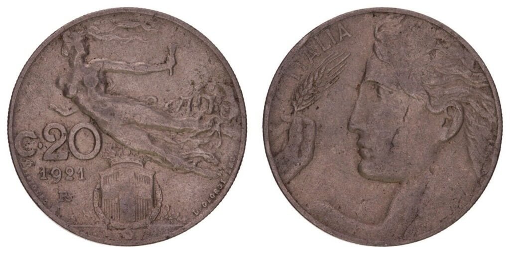 ITALY 20 centesimi 1921 VF