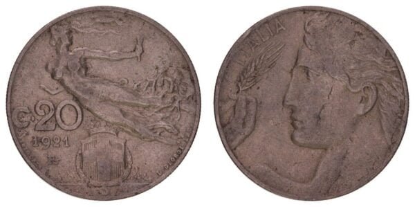 ITALY 20 centesimi 1921 VF