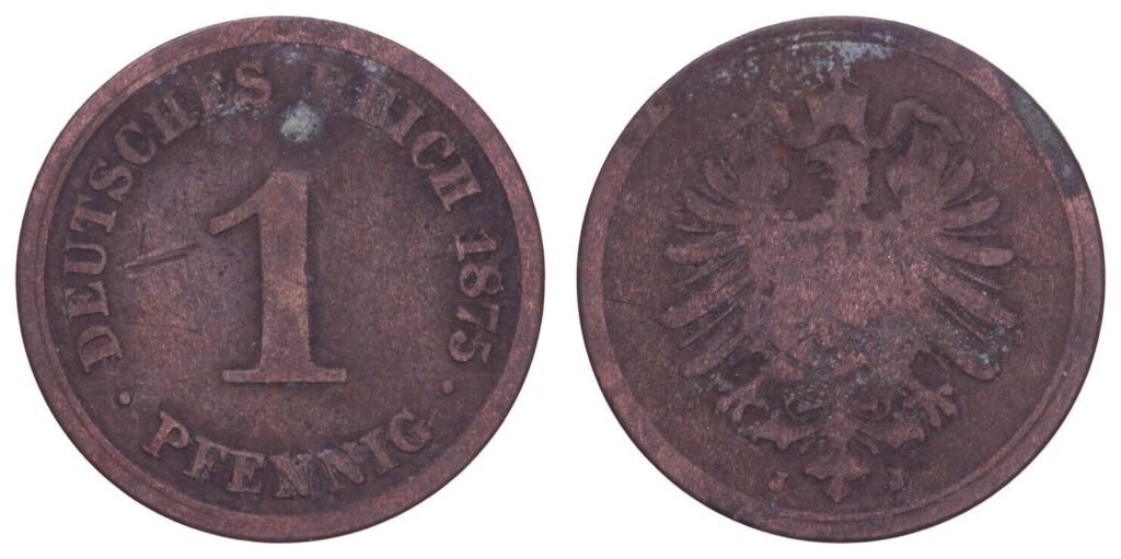 GERMANY Empire 1 pfennig 1875J VF-