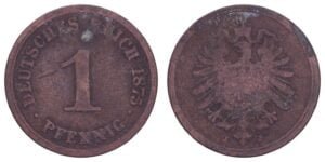 GERMANY Empire 1 pfennig 1875J VF-