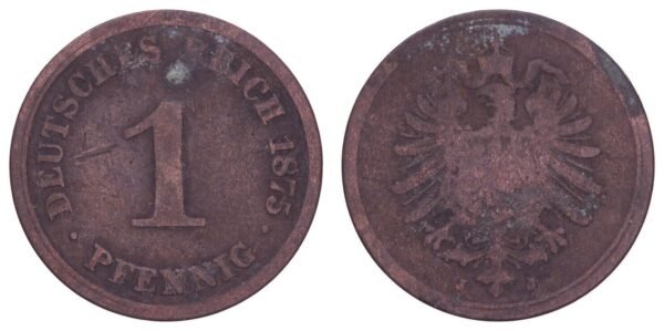 GERMANY Empire 1 pfennig 1875J VF-
