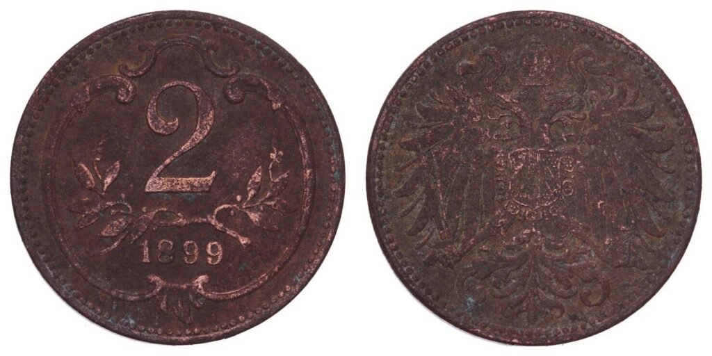 AUSTRIA 2 heller 1899 F+