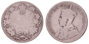 CANADA 25 cents 1919 / Silver / F