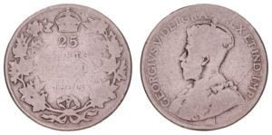 CANADA 25 cents 1918 / Silver / F