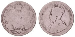 CANADA 25 cents 1919 / Silver / F
