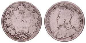 CANADA 25 cents 1919 / Silver / F+