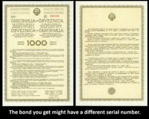 YUGOSLAVIA 1000 dinara 1976 / State Bond / UNC