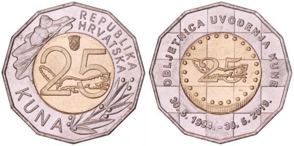 CROATIA 25 kuna 2019 / 25th Anniversary of Kuna Introduction / UNC
