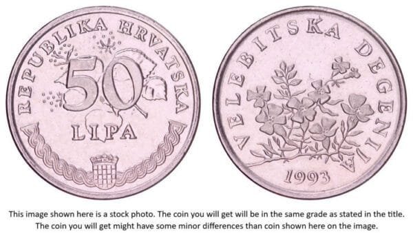 CROATIA 50 lipa 1993 / Croatian text / UNC