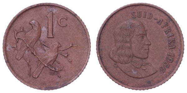 SOUTH AFRICA 1 cent 1966 VF