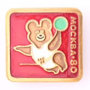 RUSSIA 1980 Moscow Oylmpic games / USSR / Mishka mascot / vintage badge