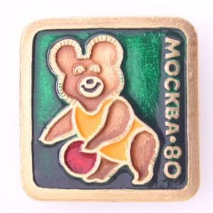 RUSSIA 1980 Moscow Oylmpic games / USSR / Mishka mascot / vintage badge