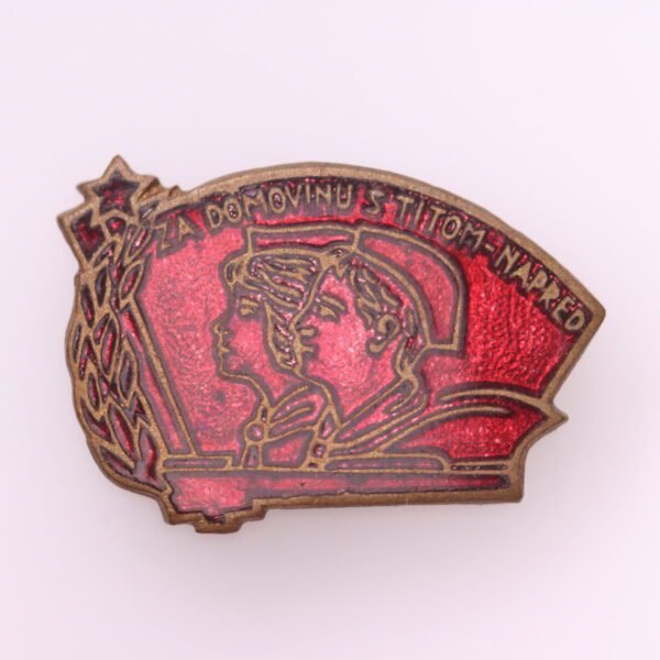 YUGOSLAVIA Pioneer Communist Youth / vintage enameled cap badge