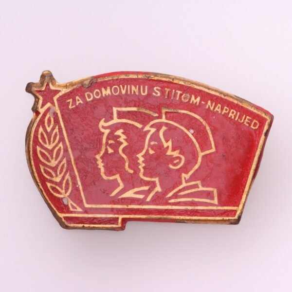 Vintage Badge that Shows Communist Coat of Arms of Re?i?a Municipality Editorial Stock Image