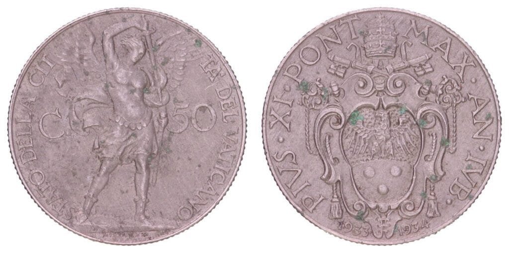 VATICAN CITY 50 centesimi 1933-1934 VF