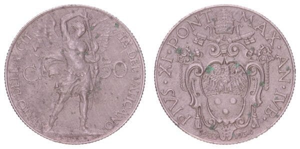 VATICAN CITY 50 centesimi 1933-1934 VF