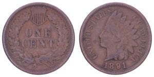 UNITED STATES OF AMERICA 1 cent 1891 / Indian Head / VF