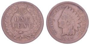 UNITED STATES OF AMERICA 1 cent 1907 / Indian Head / VF