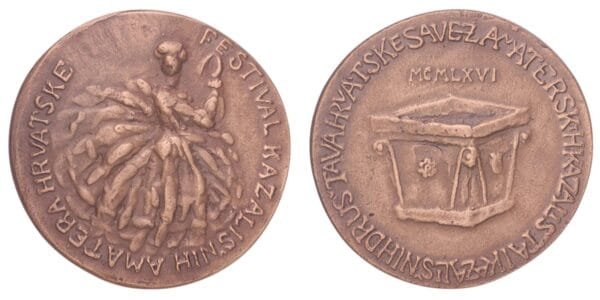 CROATIA 1966 Festival of Theater Amateurs of Croatia [FESTIVAL KAZALIŠNIH AMATERA HRVATSKE] by Ivan Antolčić / Bronze medal / 256 g / 84 mm