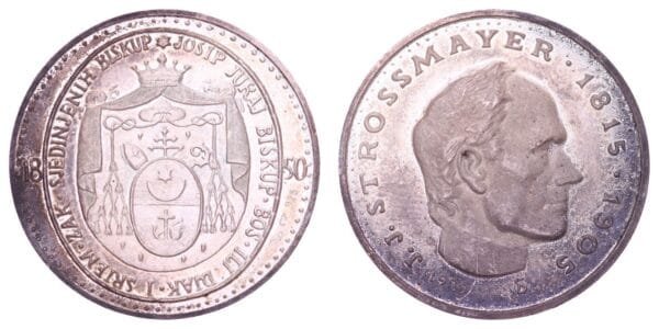 CROATIA Josip Juraj Strossmayer by Stjepan Divković / Silver token / 10.18 g / 27 mm