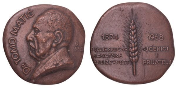 CROATIA dr. Tomo Matić by Vanja Radauš (1968) / Bronze medal / 229 g / 70 mm