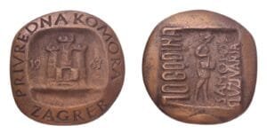 CROATIA 1967 Zagreb Commerce Chamber [PRIVREDNA KOMORA ZAGREB] by Ante Despot / Bronze medal / 300 g / 7 mm