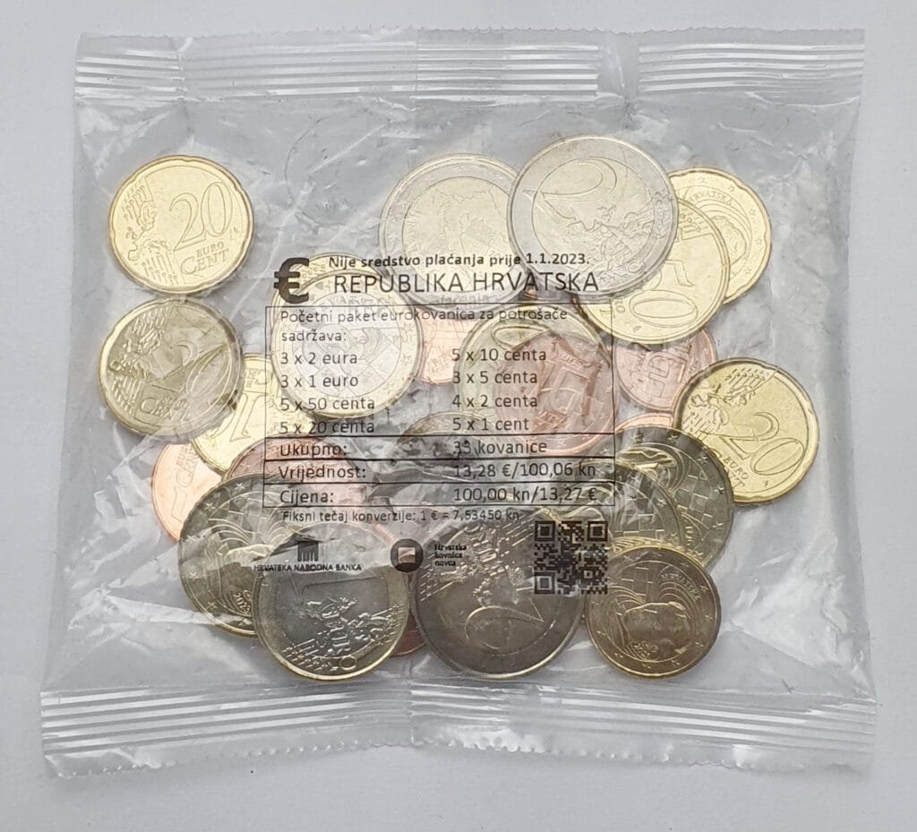 CROATIA Euro početnički set / nominalna vrijednost 13,28 EUR / kovanice / u originalnoj plastičnoj vrećici