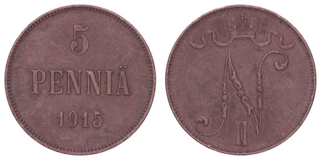 FINLAND 5 pennia 1915 VF