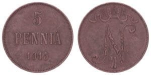 FINLAND 5 pennia 1915 VF