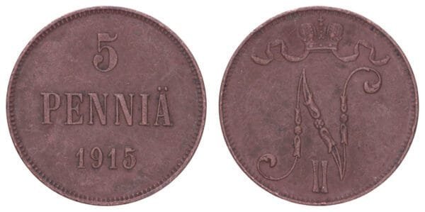 FINLAND 5 pennia 1915 VF