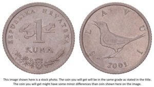 CROATIA 1 kuna 2001 / Croatian text / VF+