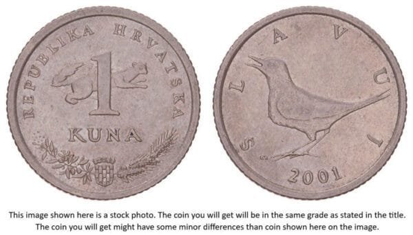 CROATIA 1 kuna 2001 / Croatian text / VF+