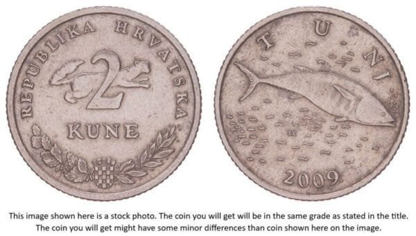 CROATIA 2 kune 2009 / Croatian text / VF+