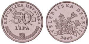 CROATIA 50 lipa 2009 / Croatian text / UNC