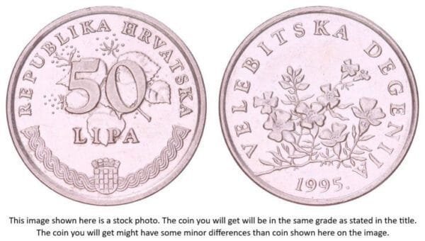 CROATIA 50 lipa 1995 / Croatian text / UNC-