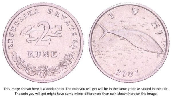 CROATIA 2 kune 2007 / Croatian text / VF+