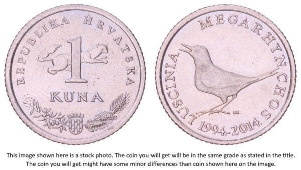CROATIA 1 kuna 2014 / 20th anniversary of Kuna / XF-