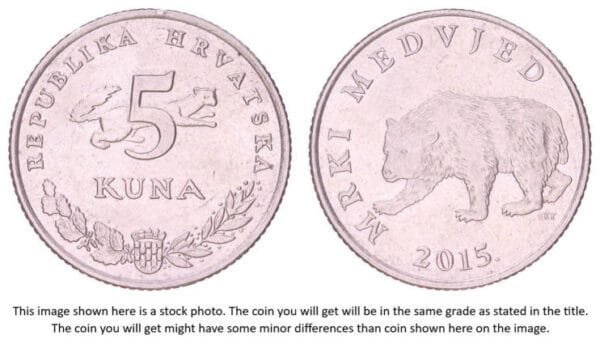 CROATIA 5 kuna 2015 / Croatian text / XF