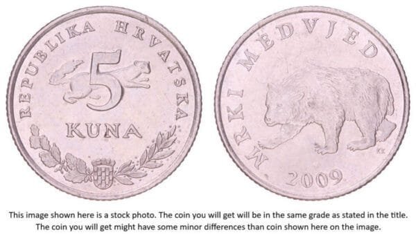 CROATIA 5 kuna 2009 / Croatian text / XF