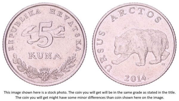 CROATIA 5 kuna 2014 / Latin text / XF-