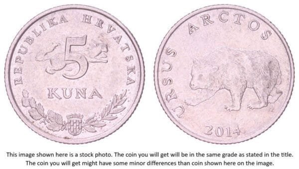 CROATIA 5 kuna 2014 / Latin text / VF-
