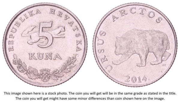 CROATIA 5 kuna 2014 / Latin text / XF