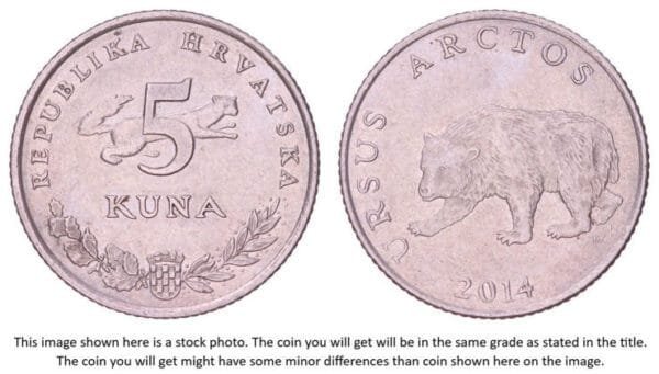 CROATIA 5 kuna 2014 / Latin text / VF+