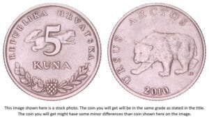 CROATIA 5 kuna 2010 / Latin text / VF