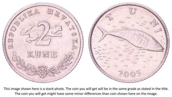 CROATIA 2 kune 2005 / Croatian text / VF+