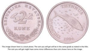 CROATIA 2 kune 1994 / Latin text / UNC