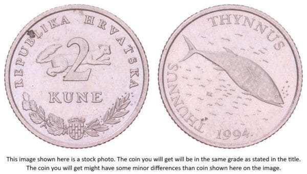 CROATIA 2 kune 1994 / Latin text / UNC-